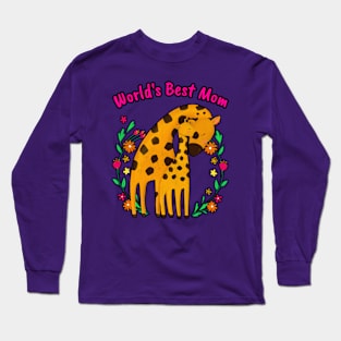 ❤️ World's Best Mom, 🦒 Giraffe Mother and Child Long Sleeve T-Shirt